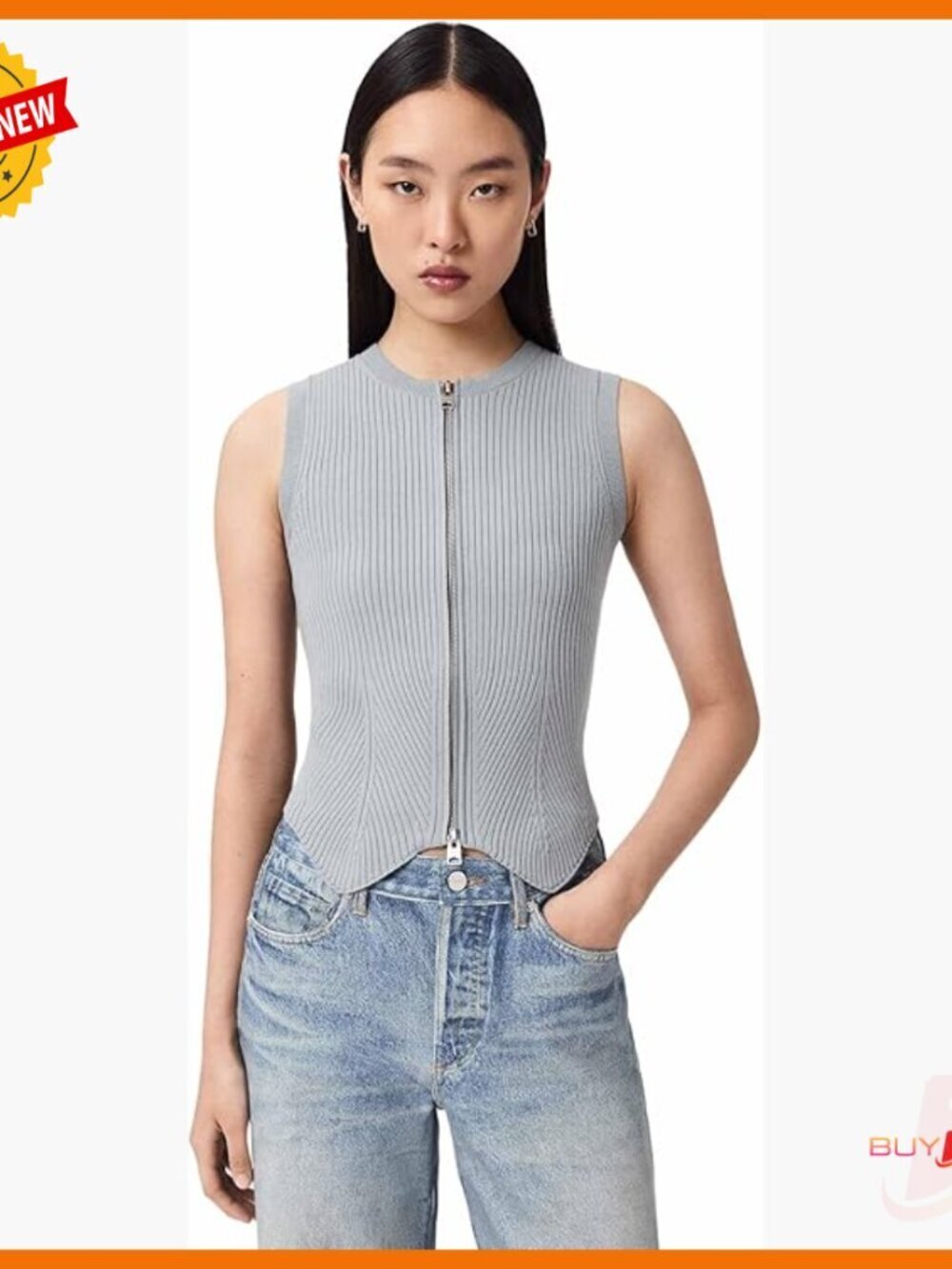 Slim Fit Zip Waistcoat, Premium Viscose Blend, Cropped Vest for Layering